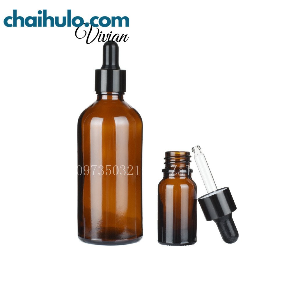 Chai đựng tinh dầu serum thân nâu nắp bóp nhỏ giọt 15ml