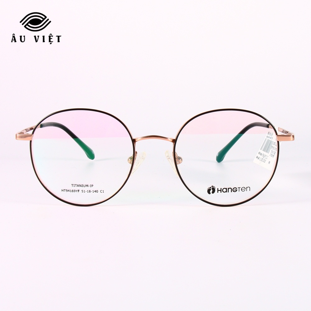 Gọng kính titanium Hangten HT-94169 màu vàng hồng Full box