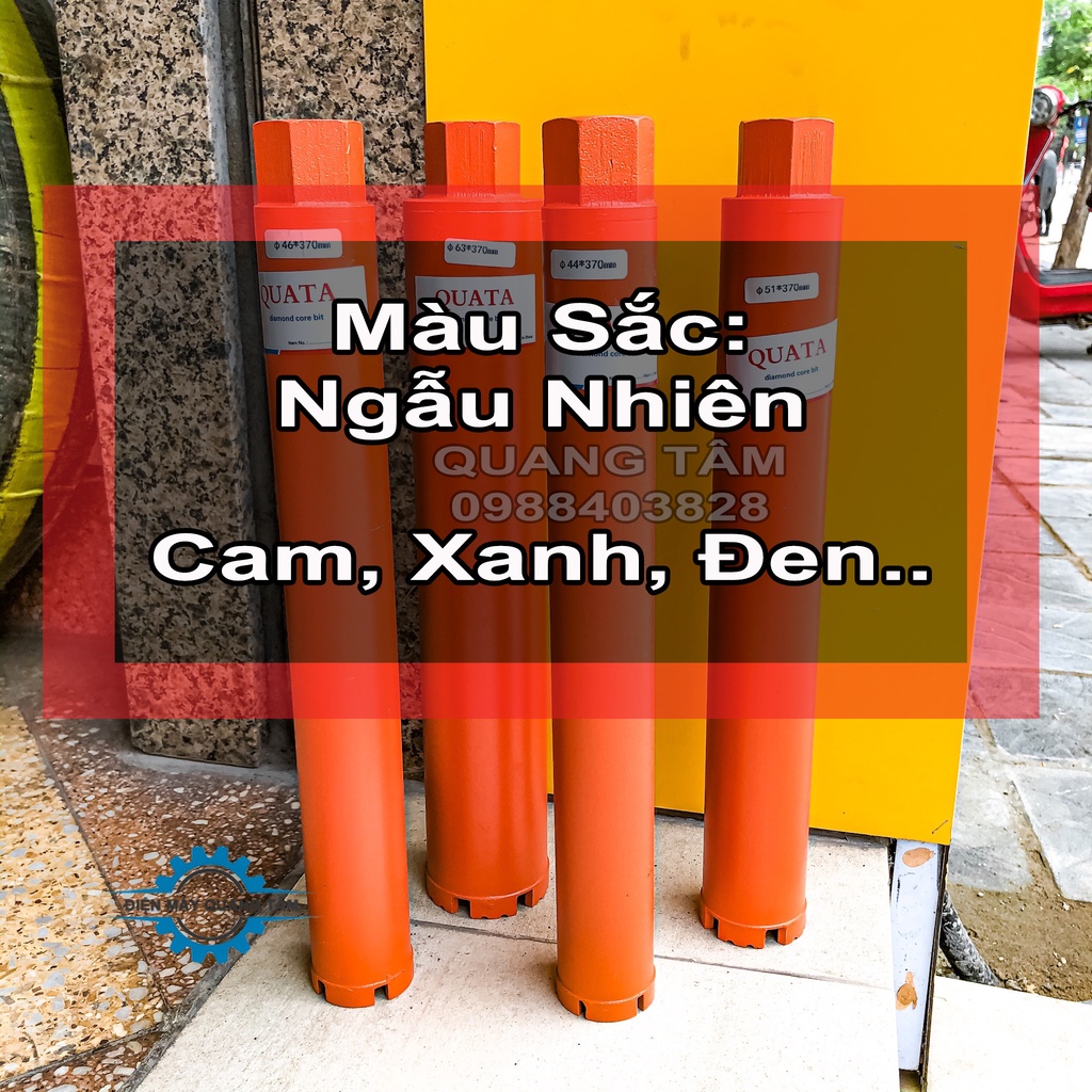 Mũi Khoan Rút Lõi Bê Tông phi từ 40 - 44 - 46 - 51 - 56 - 63 mm x 370mm QUATA