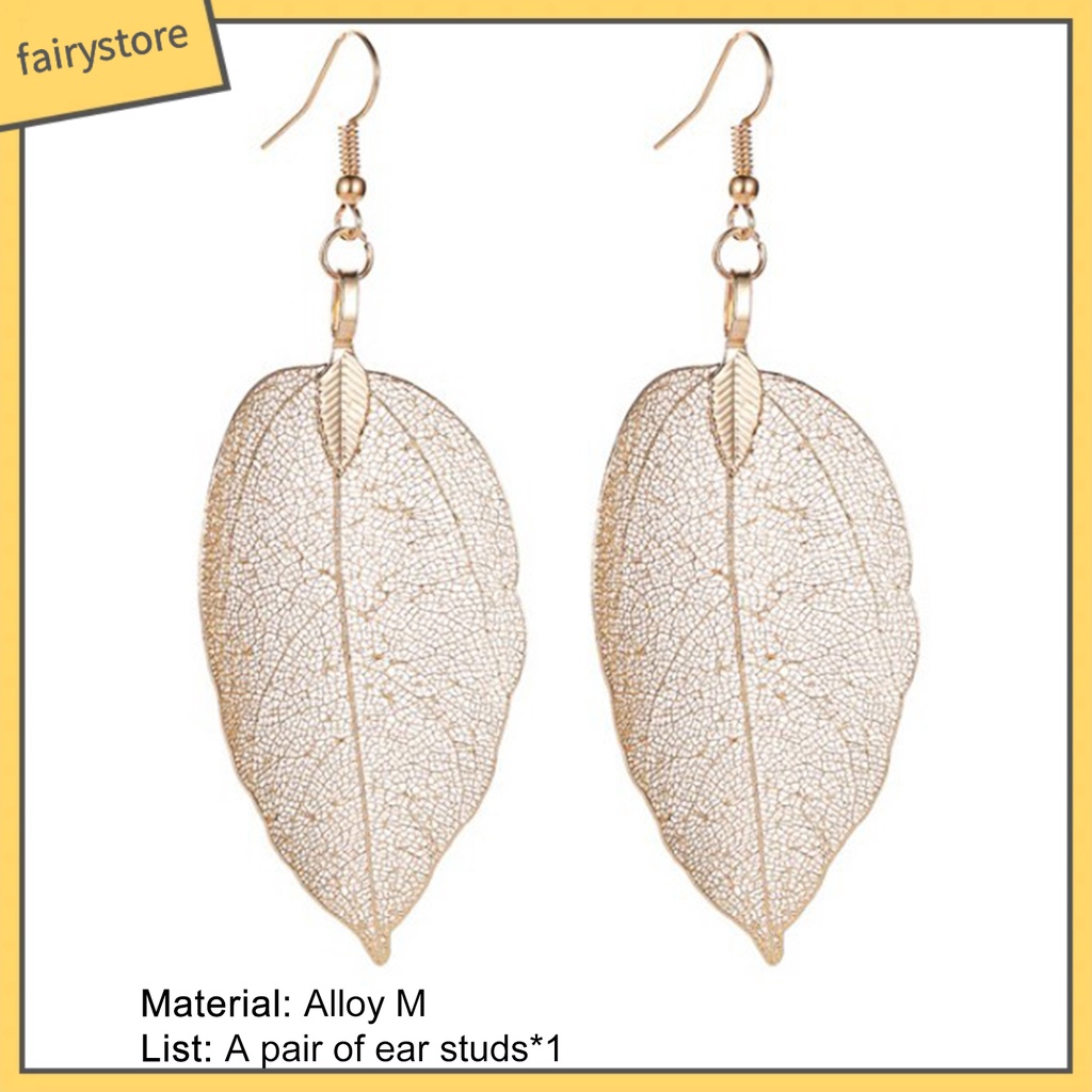 Khuyên tai nữ thiết kế hình lá cây phong cách retro thời trang