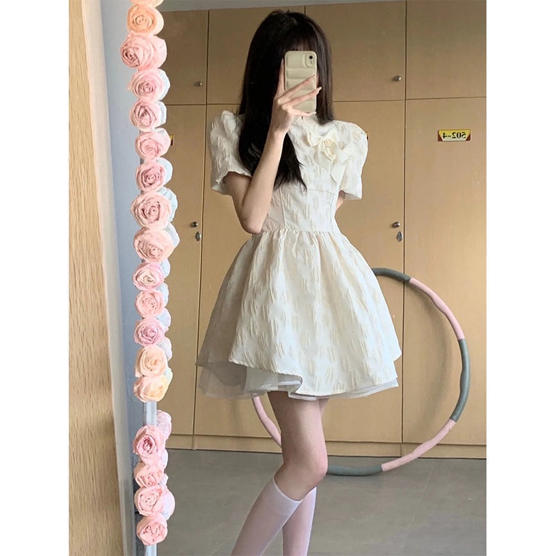 AMOI Đầm Công Chúa Eo Cao Màu Trắng Phong Cách Trung Hoa Mới 2022