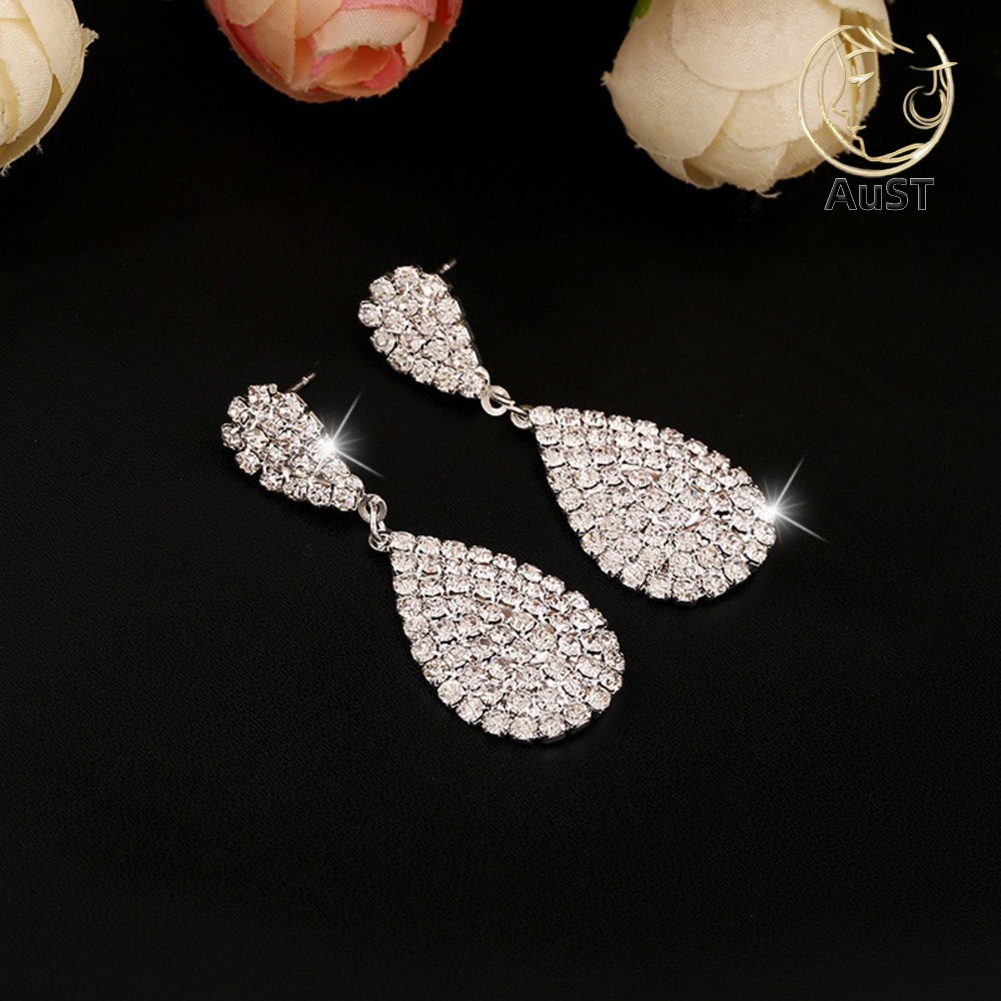 Khuyên Tai Nữ Hình Giọt Nước Đính Đá Thời Trang