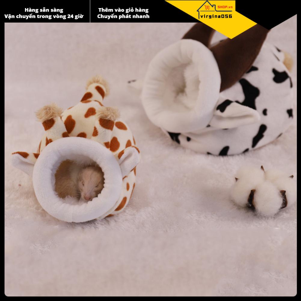 Virgina056 Giường Hamster Ấm áp Mềm mại Hình dạng Động vật Dễ thương Dày dặn Ngôi nhà Nhỏ dành cho Thú cưng Mùa đông Đường lượn Gấu vàng