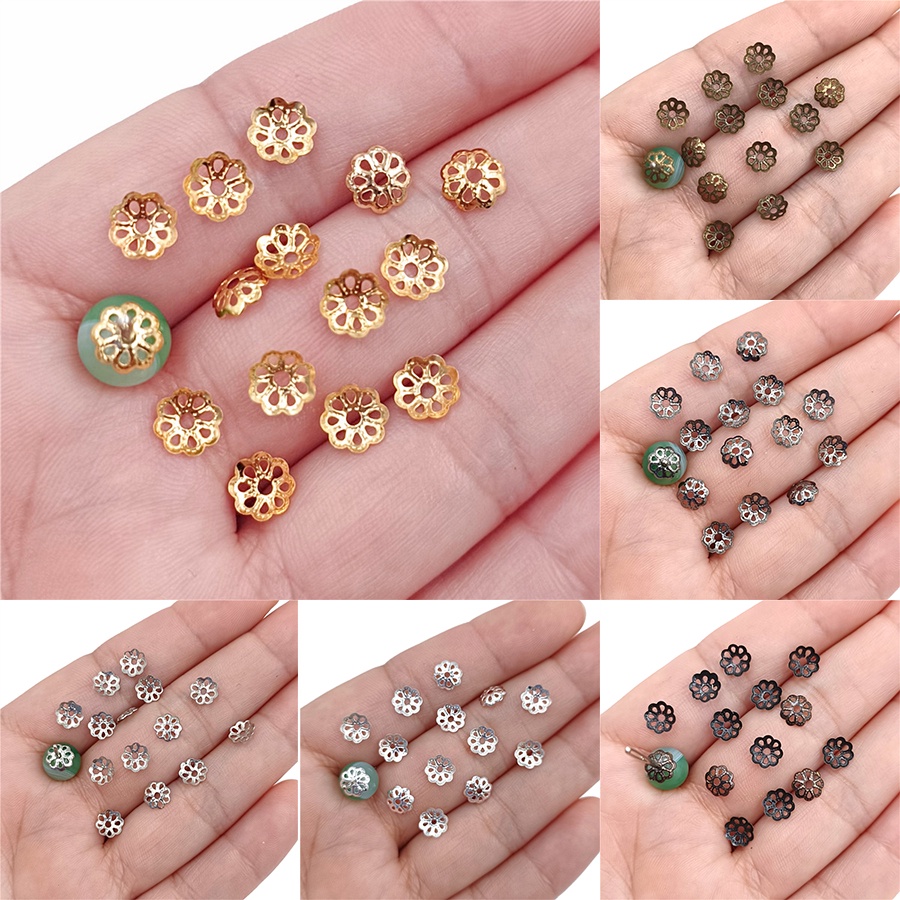 Bộ 300 Đầu Nối Bằng Kim Loại Rỗng 6mm Dùng Làm Trang Sức Thủ Công