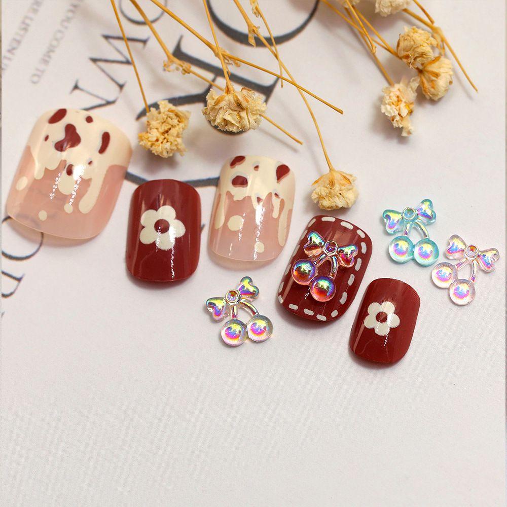 Phụ Kiện Trang Trí Móng Tay Bằng Resin Màu Cherry Aurora