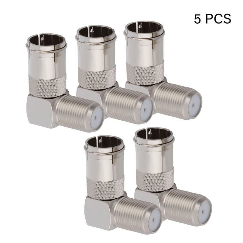 Set 5 Đầu Nối Dây Cáp Chữ F Male Sang Female 90 Độ
