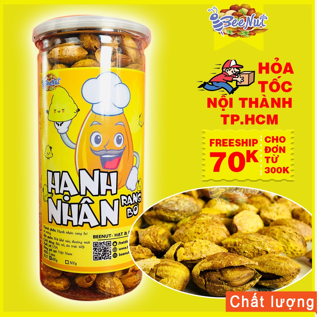 [Mã 156FMCGSALE hoàn 8% đơn 500K] (500g) Hạnh Nhân (RB) Rang Bơ Vỏ Mỏng - Nhập Khẩu Mỹ - Dễ Tách - Thơm Ngon - BeeNut