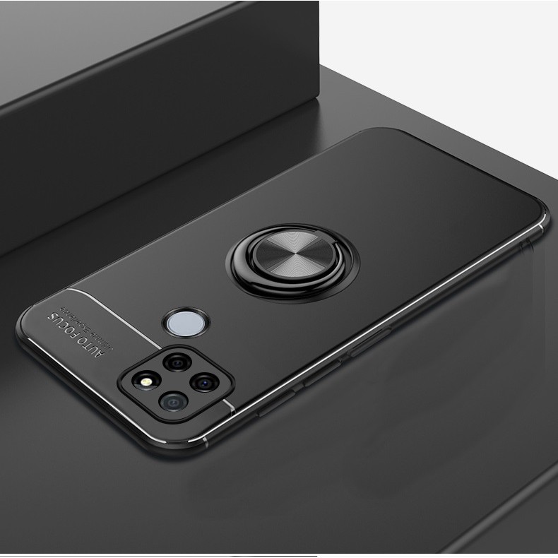 Ốp Lưng AUTO FOCUS XIAOMI REDMI 9C Cao Su Bracket Iring (Đen)