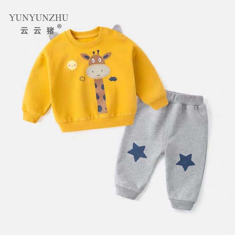 Bộ Nỉ Bông Thu Đông Dài Tay Cho Bé Tra Và Bé Gái Hình Động Vật Chaalie Store