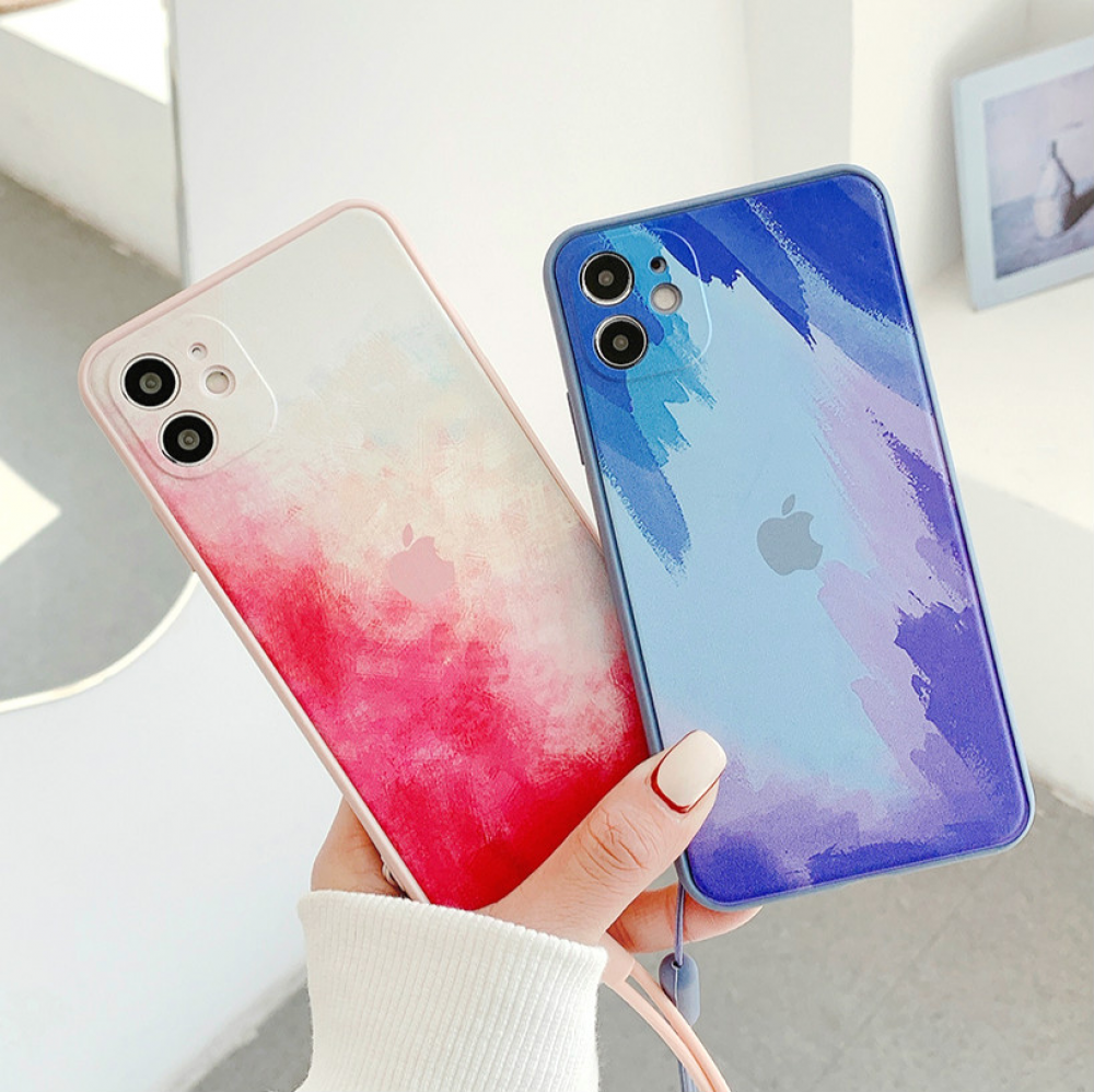 Ốp điện thoại màu loang kèm dây đeo tay cho Iphone 12 11 Pro Max X Xs Max Xr 8 7 Plus