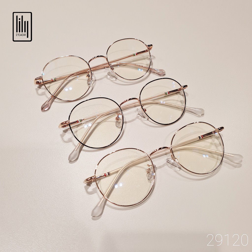 Gọng kính kim loại mắt tròn nam nữ LILYEYEWEAR màu sắc thời trang càng kính nhẹ nhàng thoải mái dễ đeo 29120