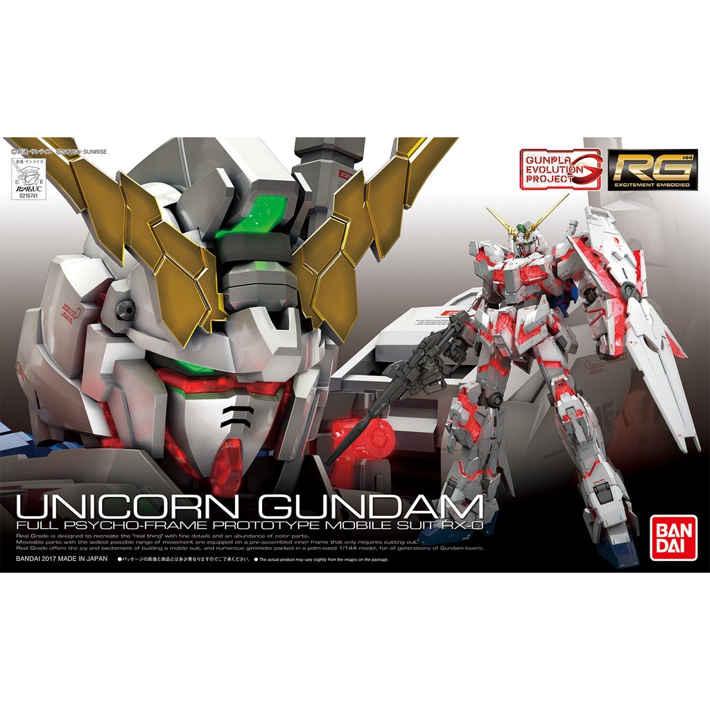Mô Hình RG Unicorn Gundam RX-0 Bandai Real Grade UC 1/144 Đồ Chơi Lắp Ráp Anime Nhật