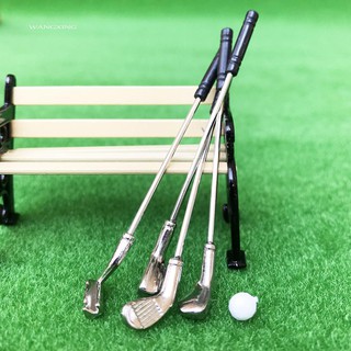 Bộ 4 gậy đánh golf và bóng golf mini cho nhà búp bê đồ chơi tỉ lệ 1:12 xinh xắn
