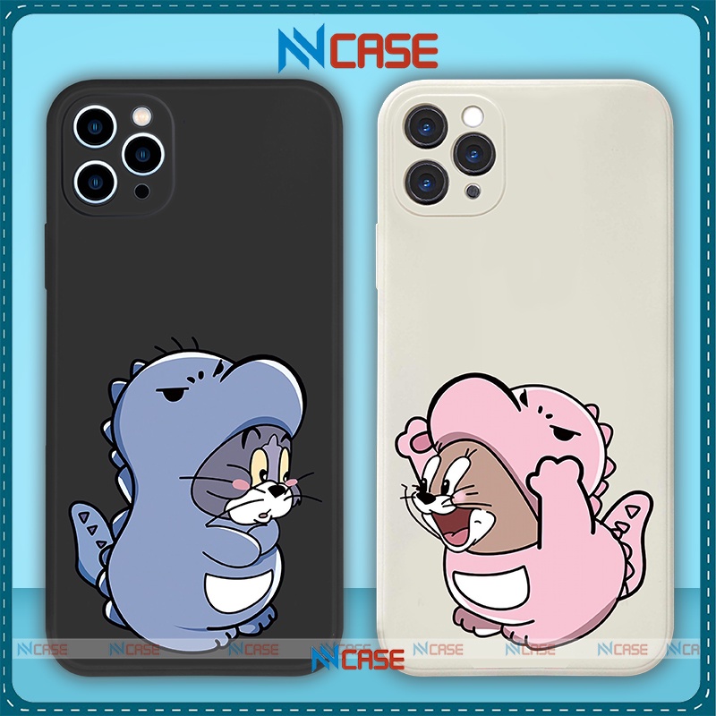 Ốp lưng iPhone Tom Jerry cạnh viền vuông silicon mềm dẻo bảo vệ camera iphone 6/6s/7/8/X/XS/Xr/11/12/13 Pro Plus Max