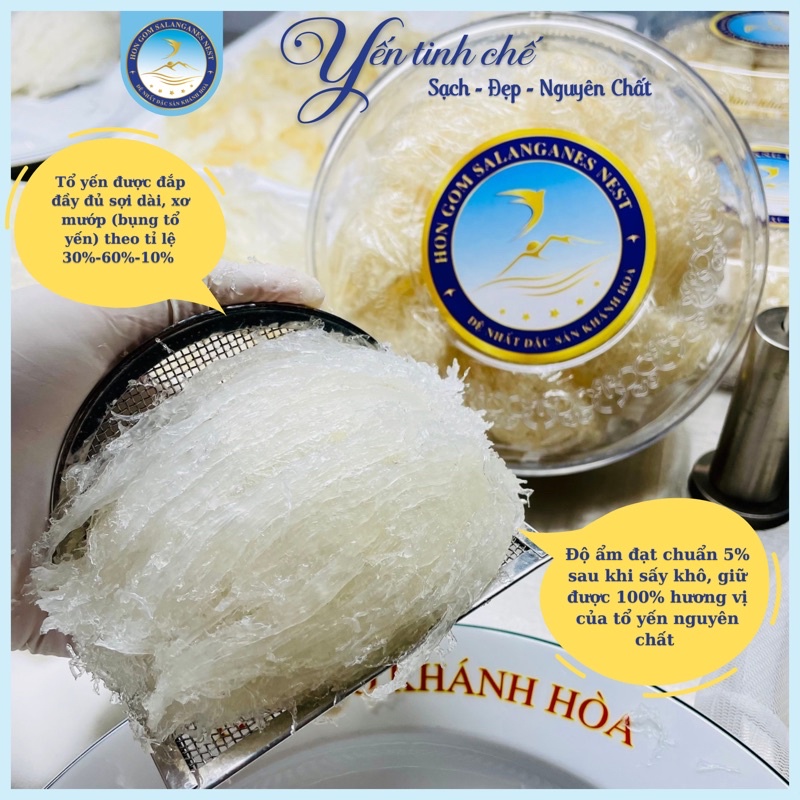 Yến Sào Khánh Hoà Tinh Chế Cao Cấp V1 - Yến Sào Hòn Gốm Chính Hiệu Khánh Hoà - H G SALANGANES NEST