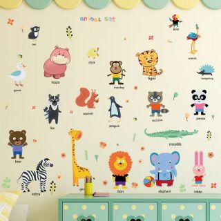 DECAL DÁN TƯỜNG THÚ TIÊNG ANH