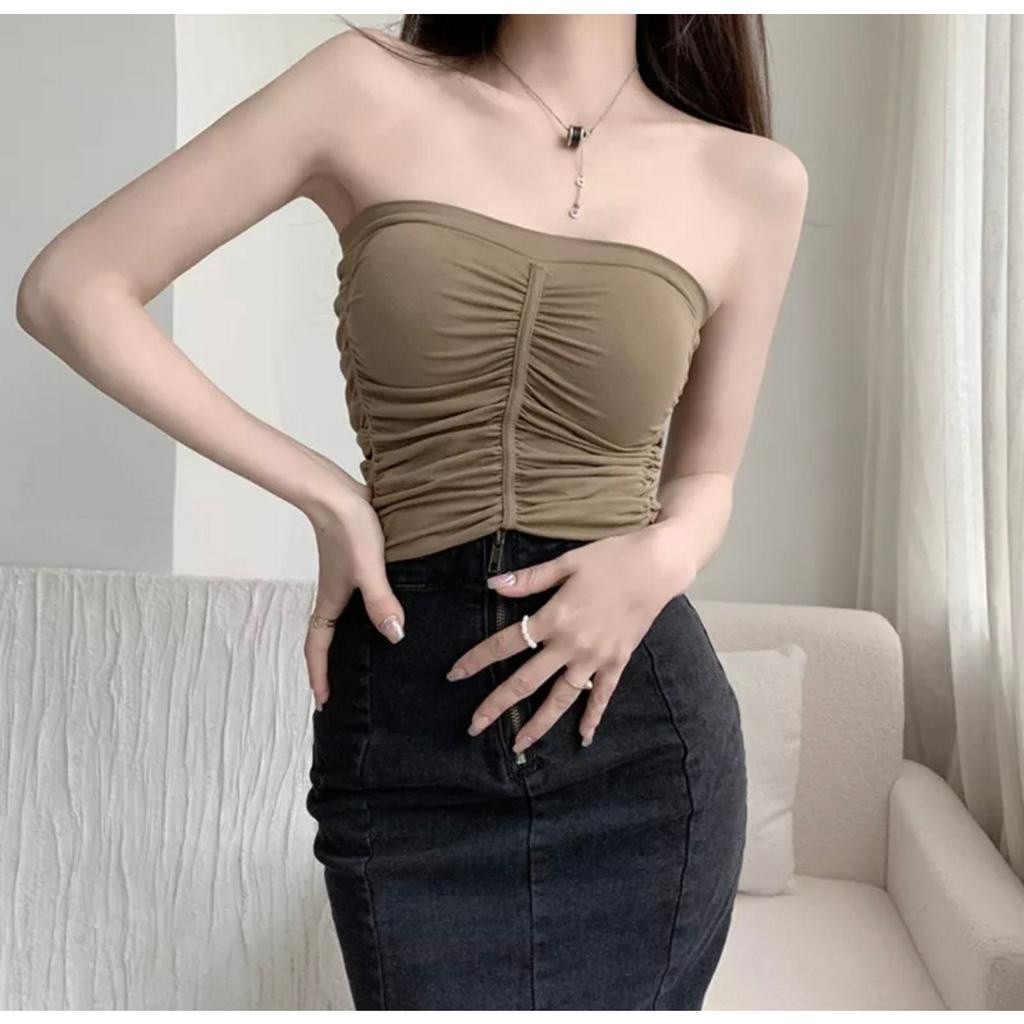 Áo Bra Quây Nhún Không Dây Cúp Có Đệm Ngực Tone Màu Siêu Tây Mã 1886