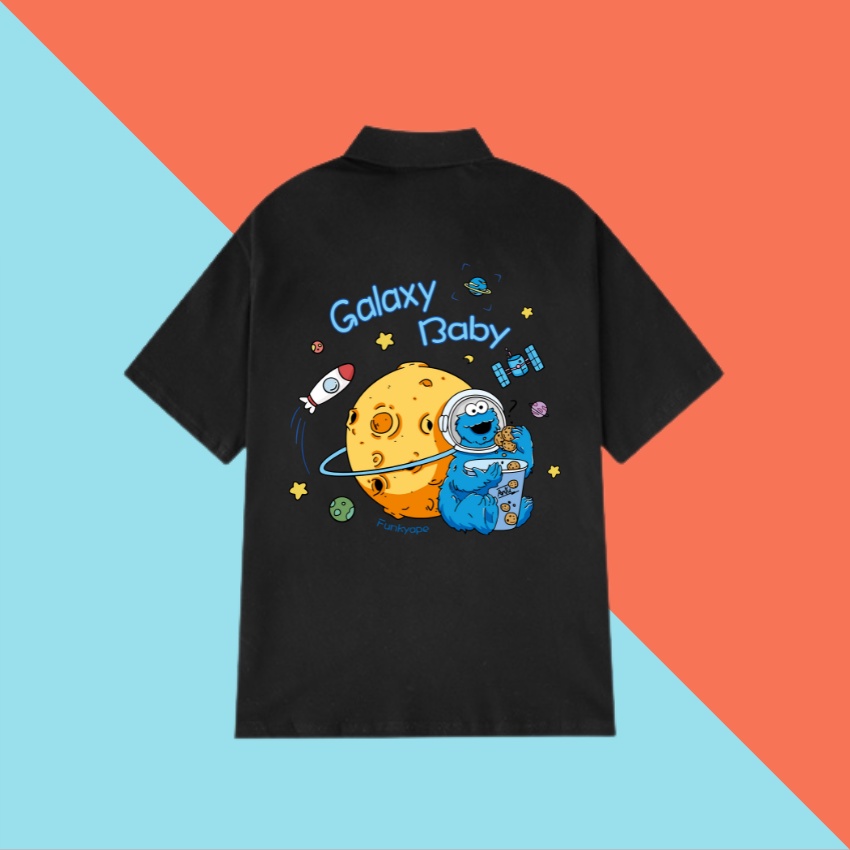Áo polo có cổ tay ngắn form unisex nam nữ Galaxy Xanh chất liệu cá sấu- Bduck Girl