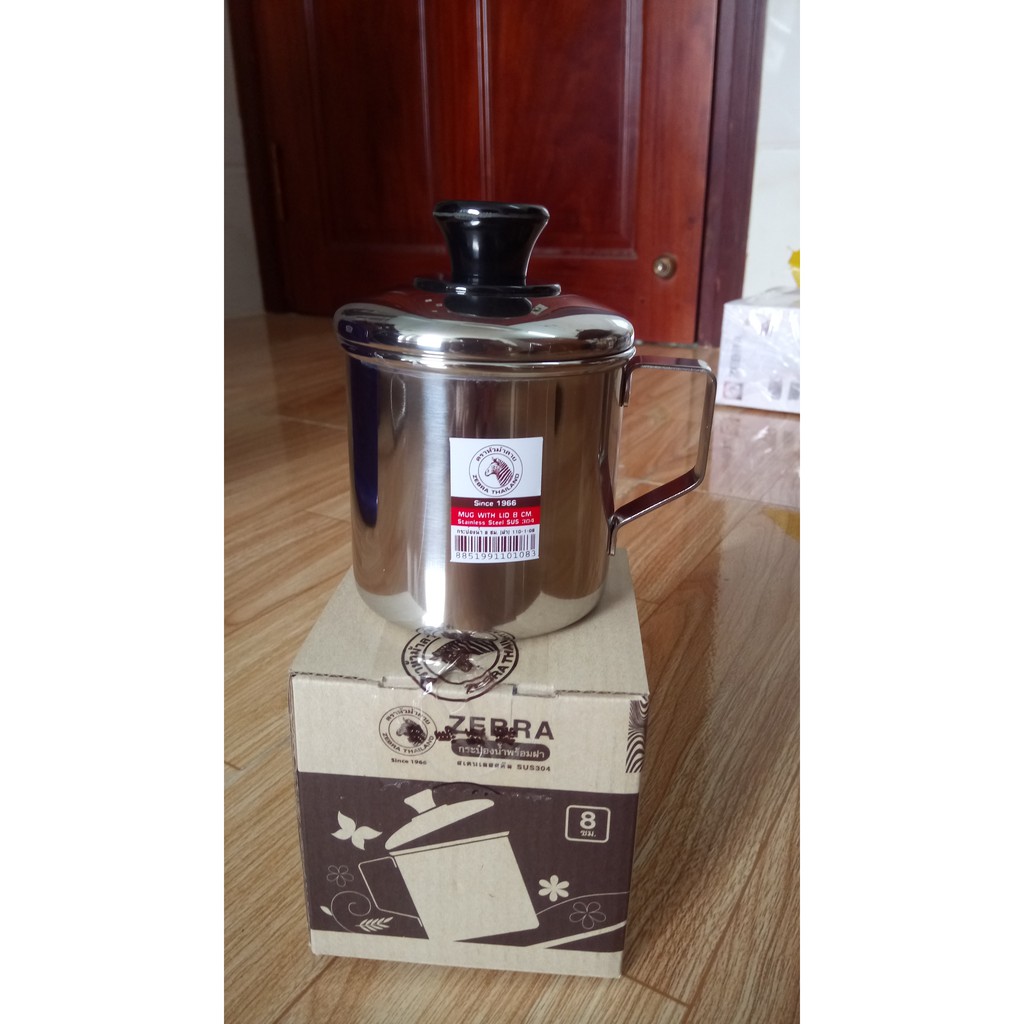 Ca Inox 304 có nắp đậy size 8 - Zebra - 400ml