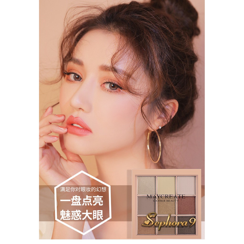 Bảng phấn mắt Maycreate Mood On City Phantom 9 màu bản Duple 3ce siêu đẹp