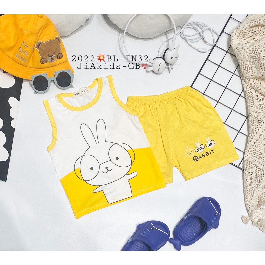 [Bé:8-27kg] Bộ Quần Áo Ba Lỗ Minky Mom Cho Trẻ Em, Vải Thun Lạnh Thoáng Mát Trơn, In Hình Hình Động Vật- Mã: BL-IN32
