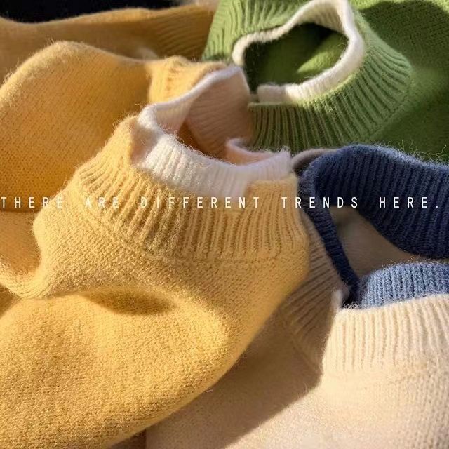 Áo Len Cotton Giả Hai Lớp Dáng Rộng Phong Cách Hàn Quốc Thời Trang Mùa Đông Cho Cặp Đôi