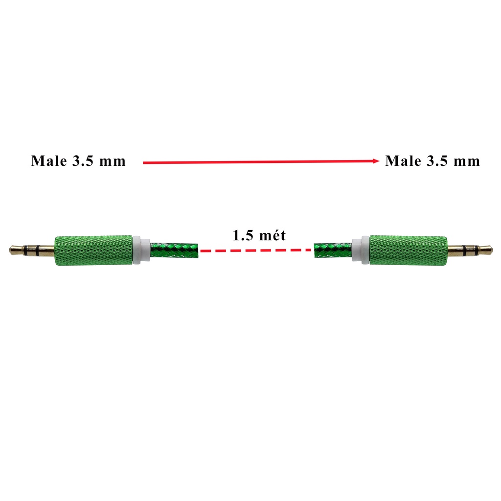Dây cáp âm thanh AUX 3.5mm vỏ bện kim loại dài 1.5m