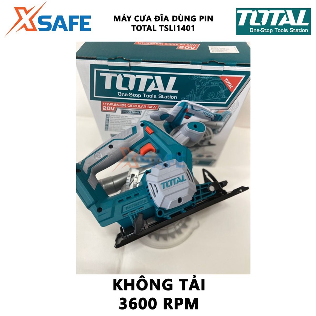Máy cưa gỗ cầm tay dùng pin 20V TOTAL TSLI1401 Máy cưa đĩa đường kính đĩa 140-150mm, tốc độ 3600rpm, cắt tối đa 40mm