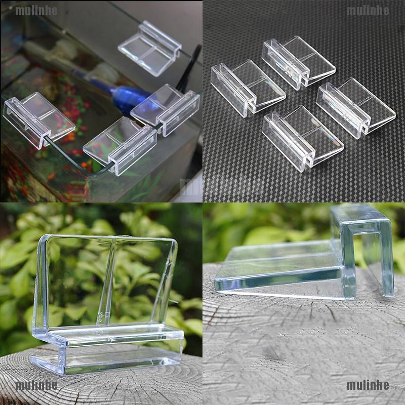 Mul❤ Set 4 Kẹp Kính Bể Cá Bằng Nhựa Trong Suốt Kích Thước 6 / 8mm