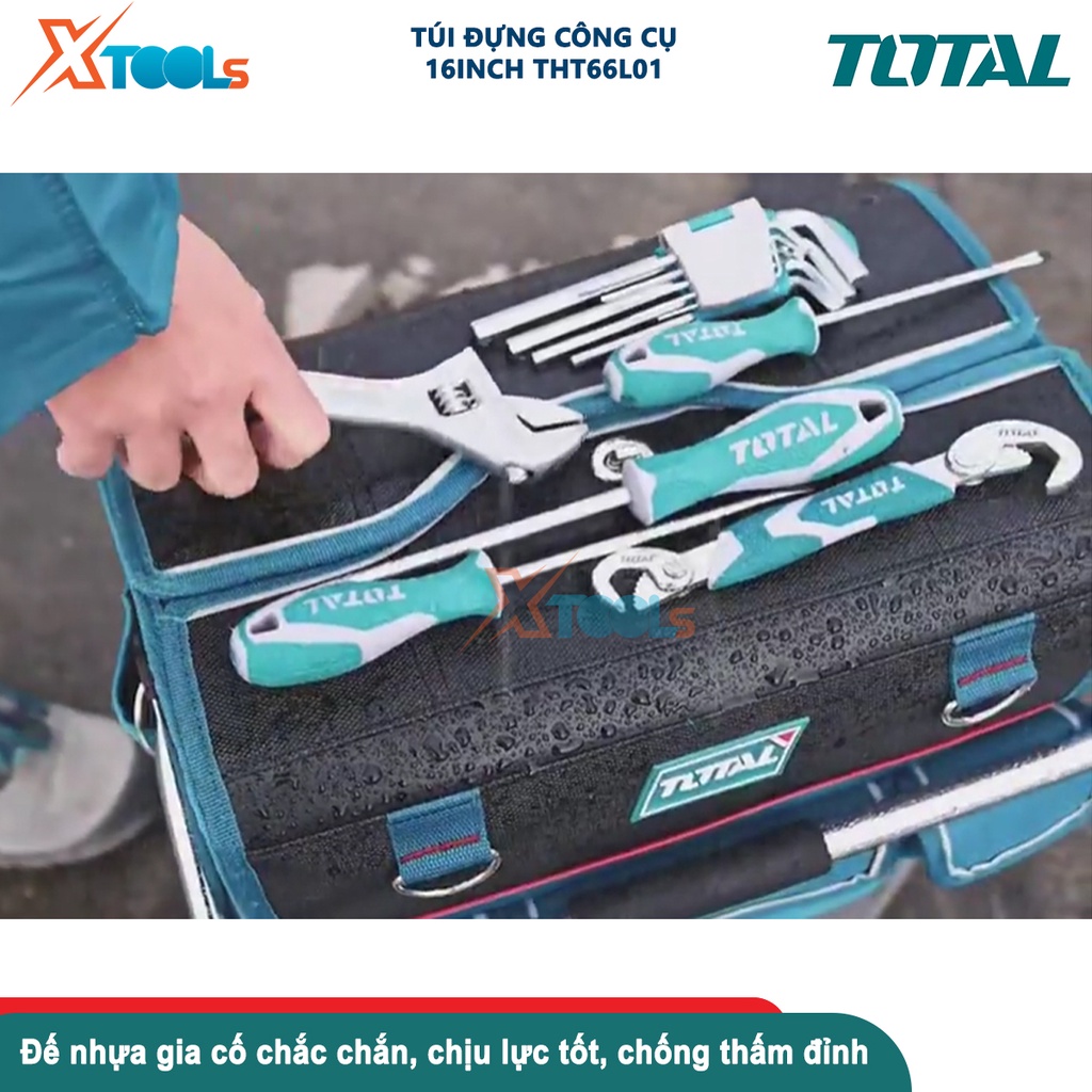 Túi đựng dụng cụ TOTAL THT66L01, giỏ đựng công cụ 16inch, thiết kế 14 ngăn, chất liệu 600D polyester- CHÍNH HÃNG- XTOOLS