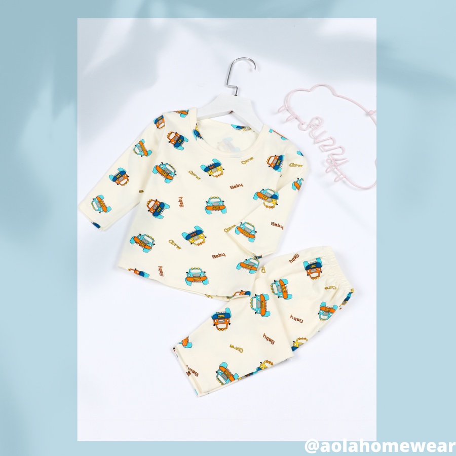 Bộ dài tay cho bé trai thun cotton co giãn 4 chiều, pijama cho bé mặc ngủ Áo Lá Homewear COT4CT