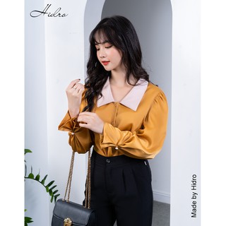 HIDRO Set áo lụa gân phối quần baggy