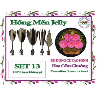Set 13 Bộ Kim Làm Thạch 3D Hoa Cẩm chướng Hồng mến jelly 5 kim