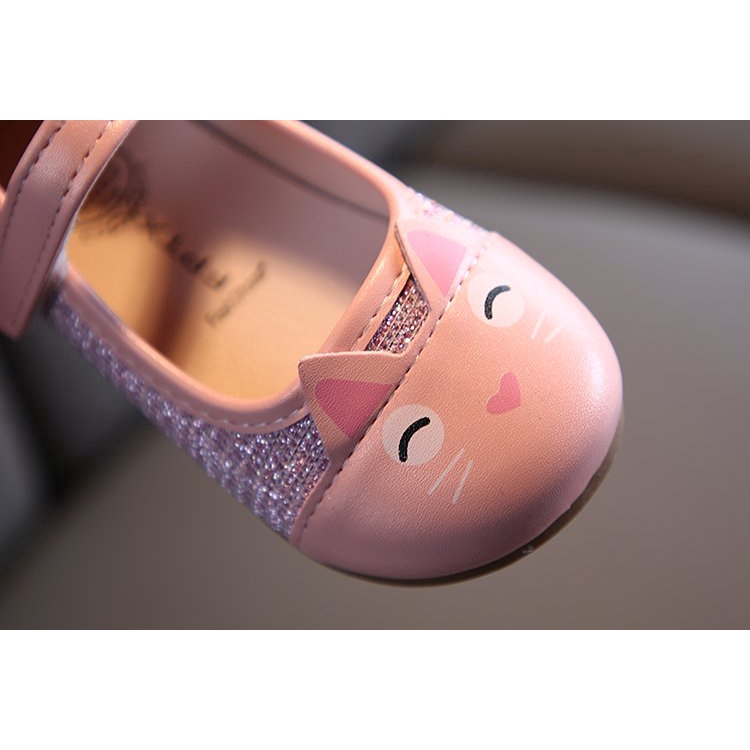 Giày da đế mềm chống trượt hình mèo cho bé 1-8 tuổi