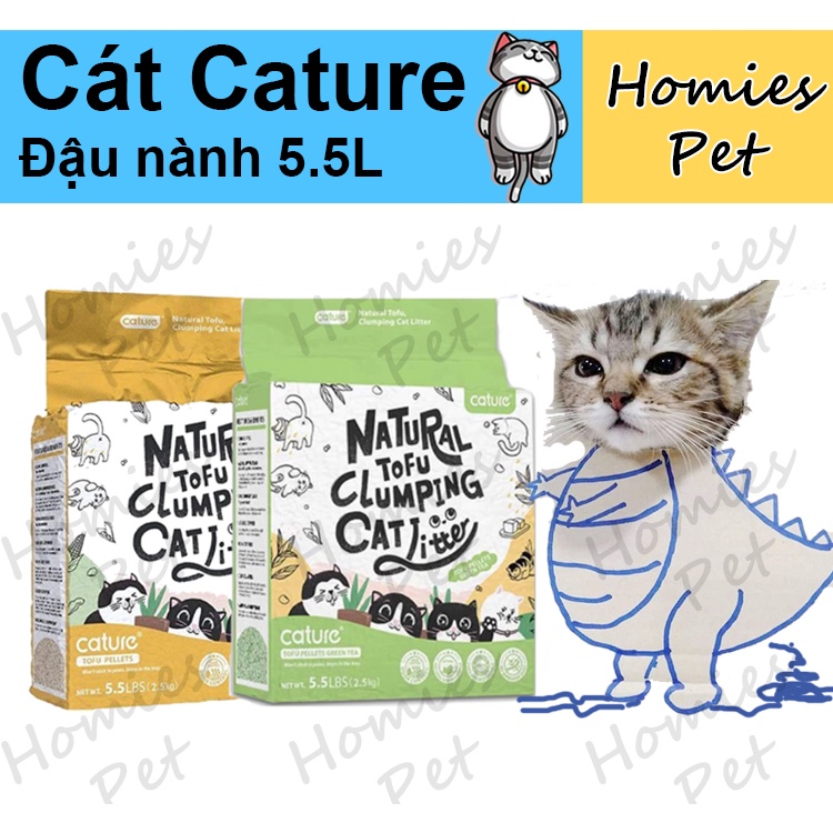 Cát vệ sinh cho mèo, Cát đậu nành Cature 5,5l, tofu cature, cát mèo - Homies Pet