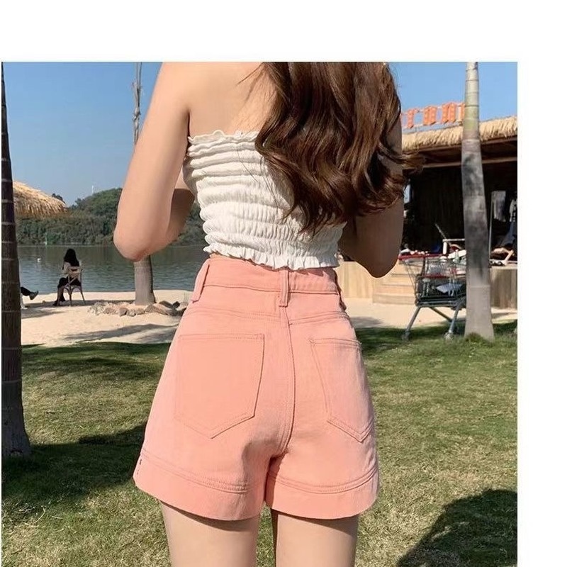 Quần Short Denim Lưng Cao Ống Rộng Thời Trang Dành Cho Nữ