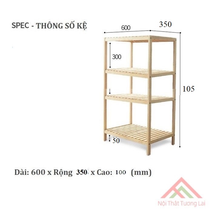 Kệ Lò Vi Sóng 4 tầng - Gỗ Thông Tự Nhiên.