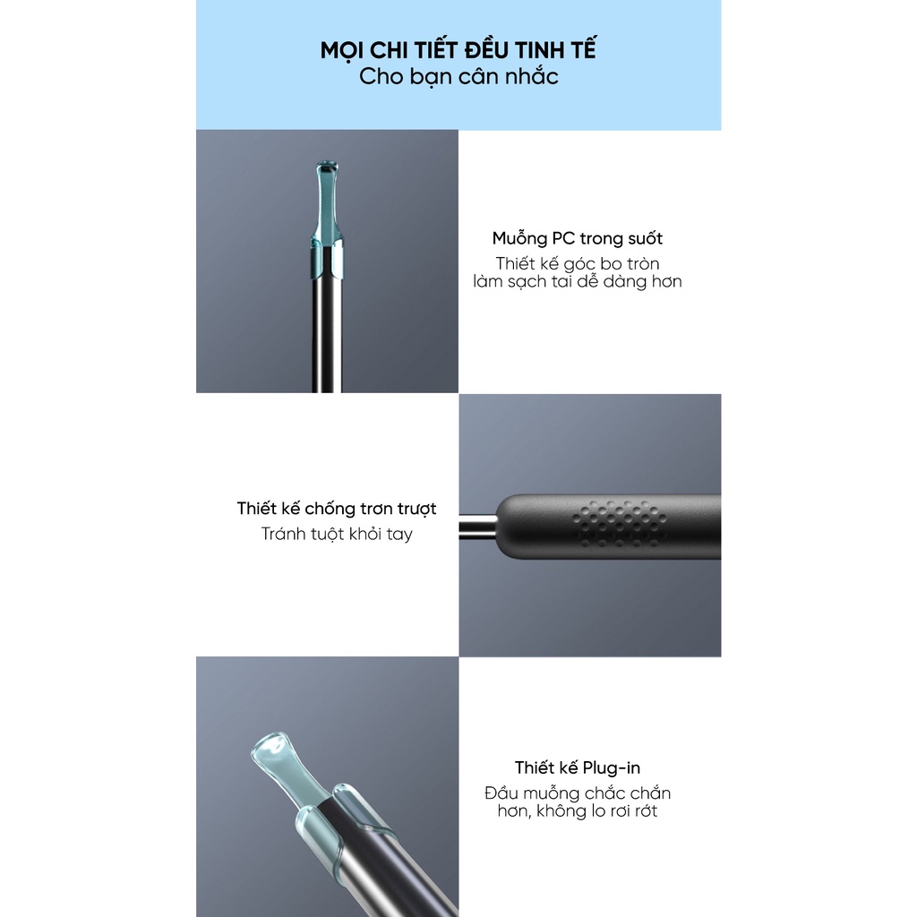 Dụng cụ lấy ráy tai truyền hình ảnh thông minh Bebird R1