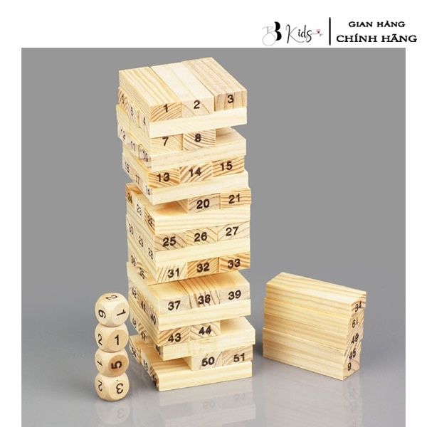 BB Kids Trò chơi rút gỗ size lớn 54 thanh cho bé , Đồ chơi rút gỗ loại to giúp phát triển kỹ năng cho bé