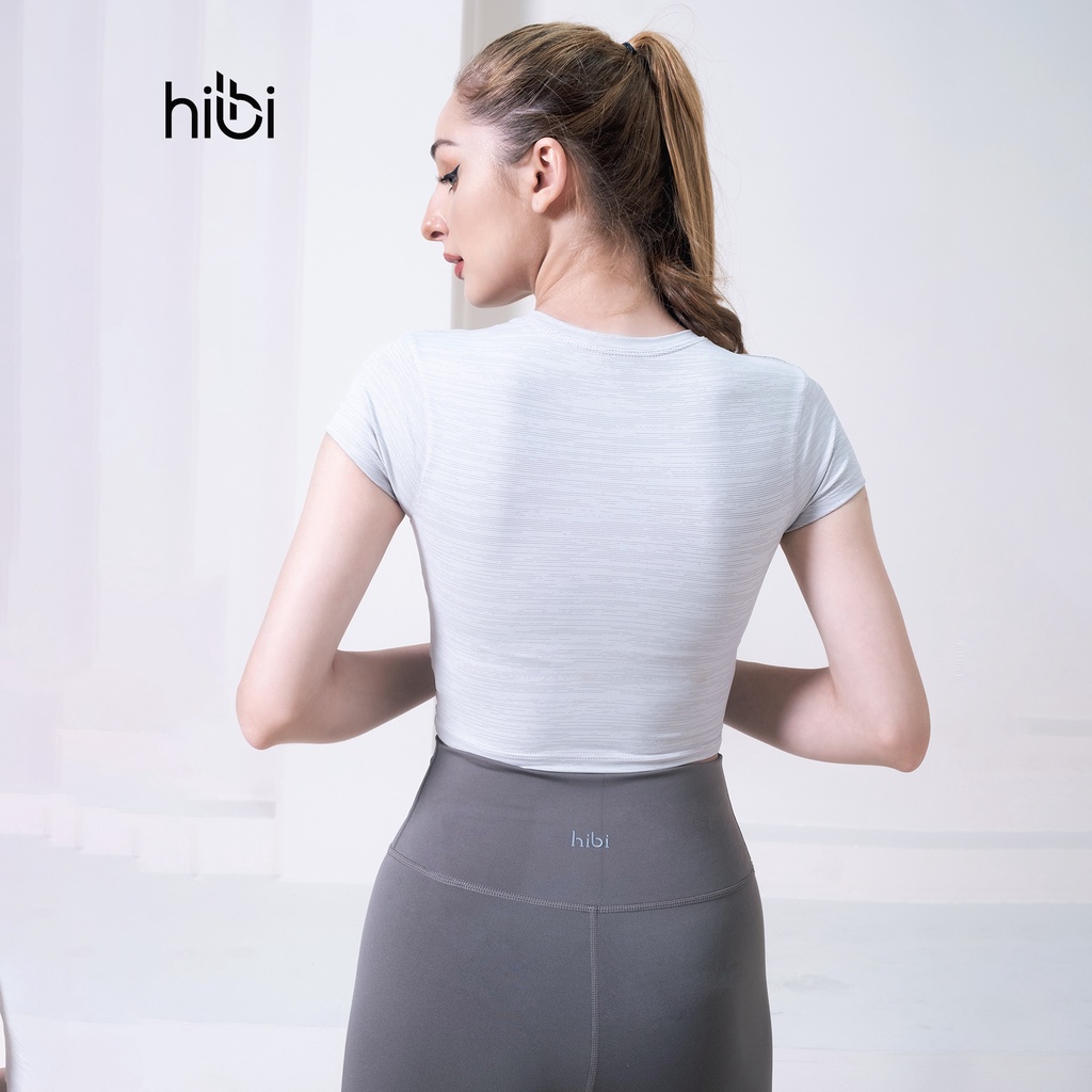 Áo croptop ngắn tay tập Yoga Gym Hibi Sports Cr814 size mới, kiểu basic, kèm mút ngực