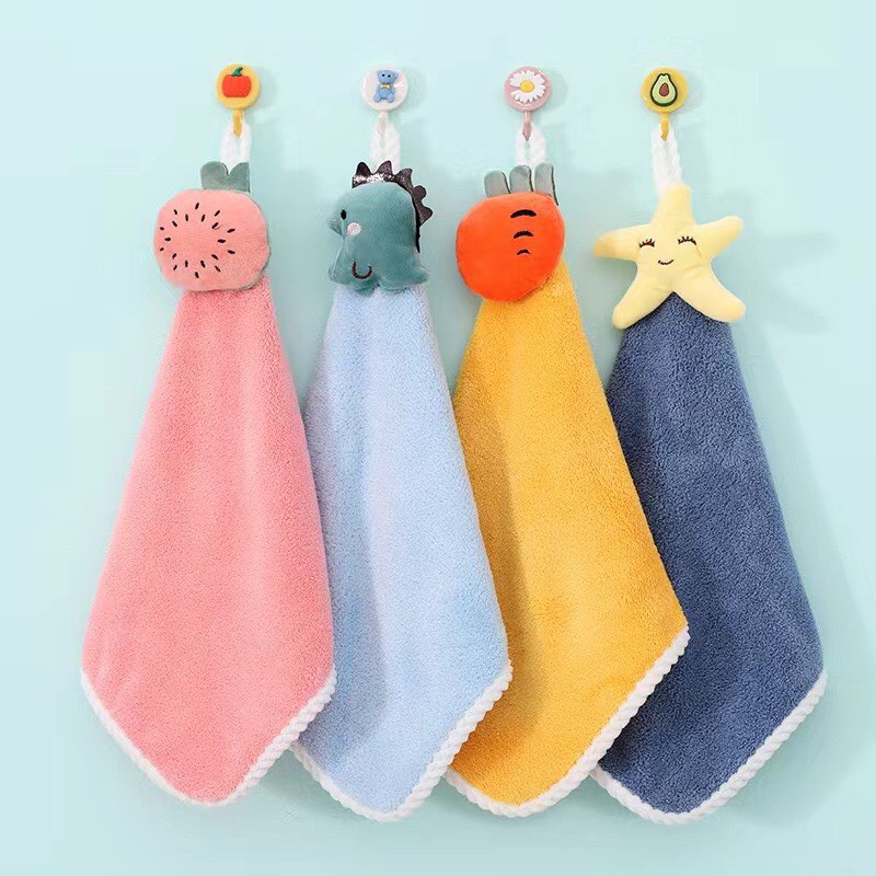 MỚI- Khăn lau tay, lau bếp SẮC MÀU 25x30cm hình dễ thương đa năng vải cotton nhung siêu thấm hút - giao ngẫu nhiên