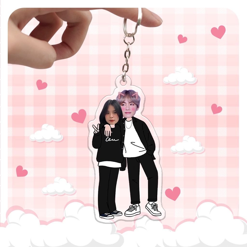 Móc khóa chibi cặp đôi in theo yêu cầu