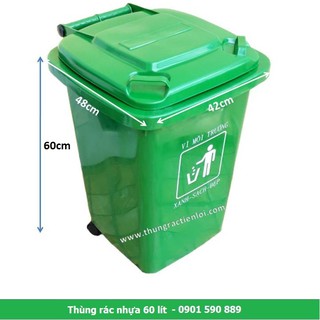 Thùng rác nhựa 60 lít màu xanh lá