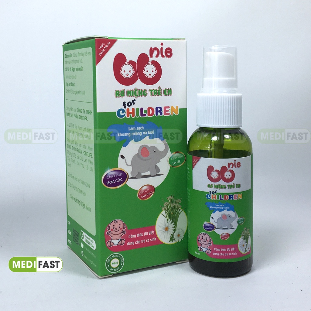 Dung dịch BBnie rơ lưỡi cho trẻ từ sơ sinh vị cam Chai 40ml, làm sạch tưa lưỡi từ Lá hẹ, Cúc hoa và thảo dược