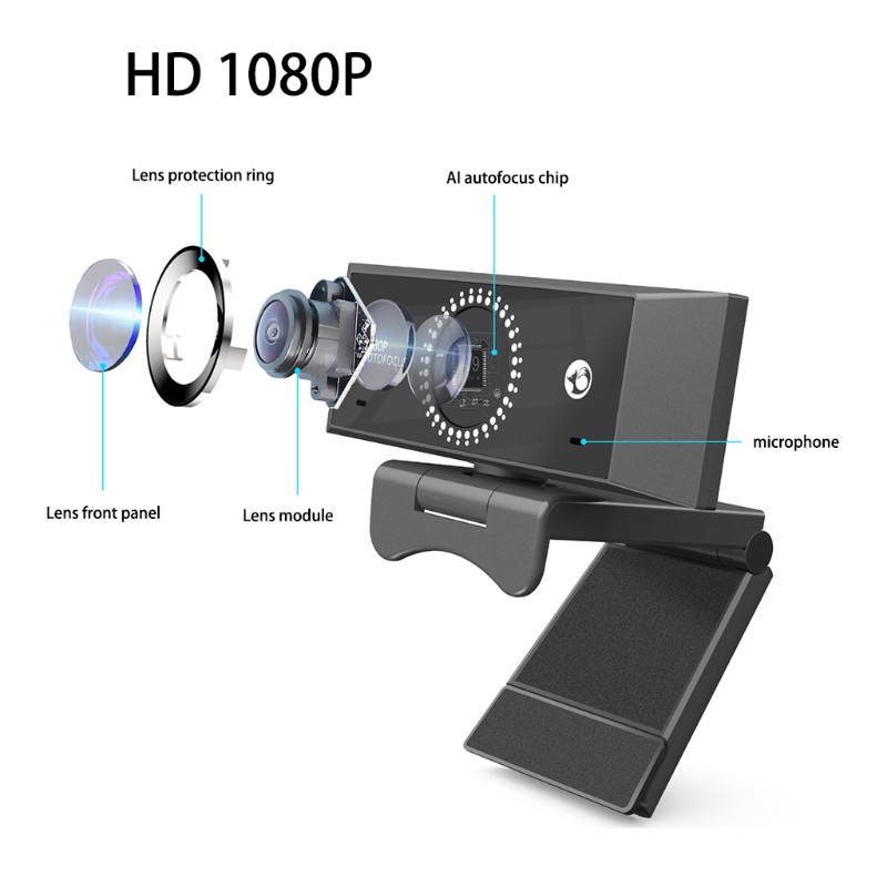 Webcam Usb 2.0 1080p Xoay 360 Độ Tự Động Có Mic Cho Máy Tính | BigBuy360 - bigbuy360.vn