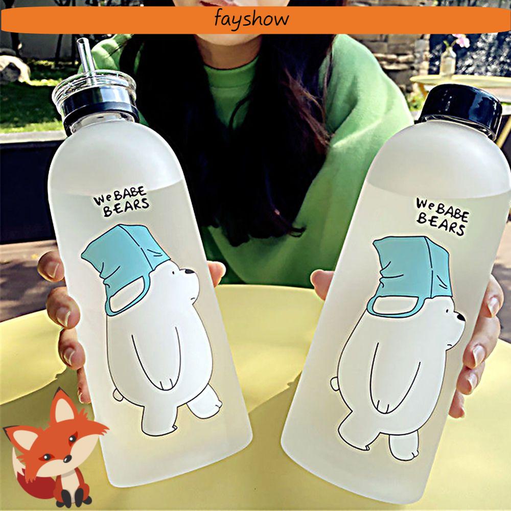 Bình Nước Nhựa Trong Suốt Hình Gấu Trúc 1000ML Kèm Ống Hút Chống Rò Rỉ