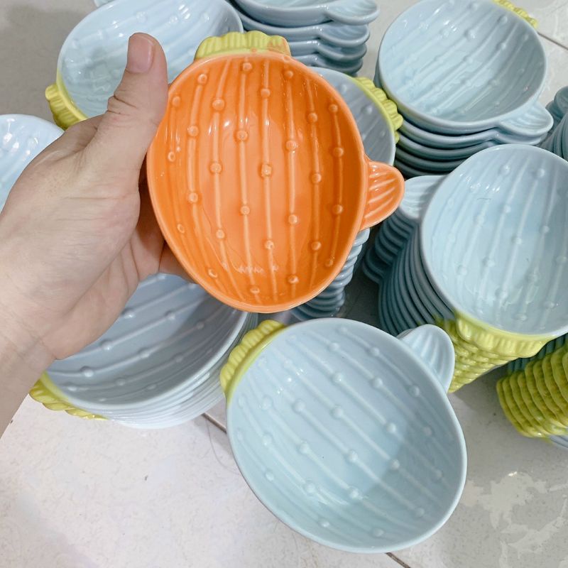 Bát Ăn Dặm Hình Xương Rồng AD26 Ngộ Nghĩnh Chất Liệu Gốm Sứ Chống Trơn Trượt Cho Bé YOOTA BABY
