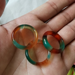 Nhẫn mã não tự nhiên ba màu thời trang