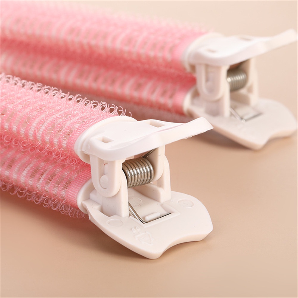 [Hàng mới về] Set 2 kẹp uốn tóc tự dính làm từ nhựa màu hồng tiện lợi