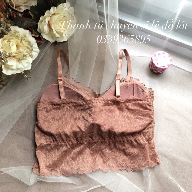 Áo yếm bra ren cao cấp CharmAiry áo bra dáng lỡ công chúa Xốp buộc cổ
